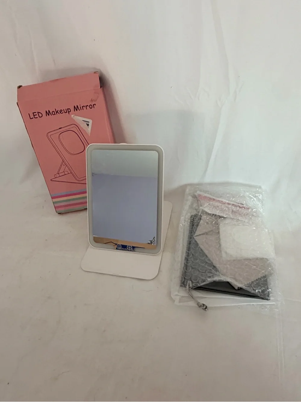Travel Lighted Makeup Mirror Foldable 3 Color Dimmable w/ 15x Magnifier Open Box